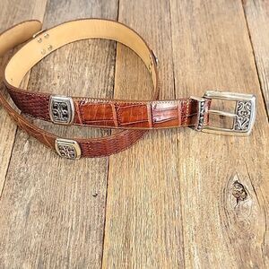 Brighton vintage crocodile embossed leather belt Size M